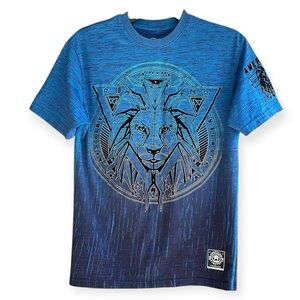 Men's American Fighter Lion Tshirt Size Small Blue Black